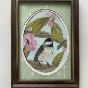 cherry tree chickadee original painting