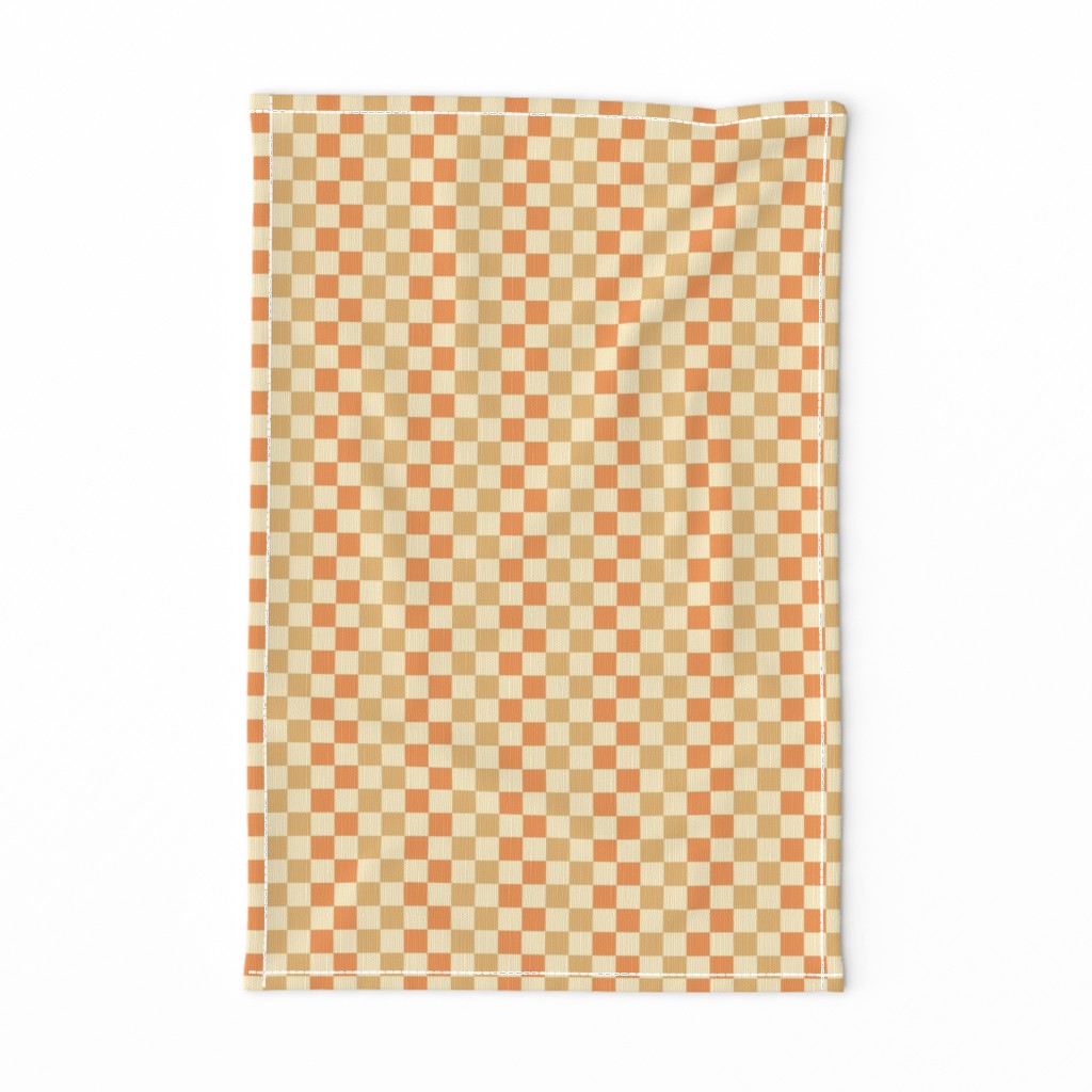 Checkered Orange Tea Towel orchard path